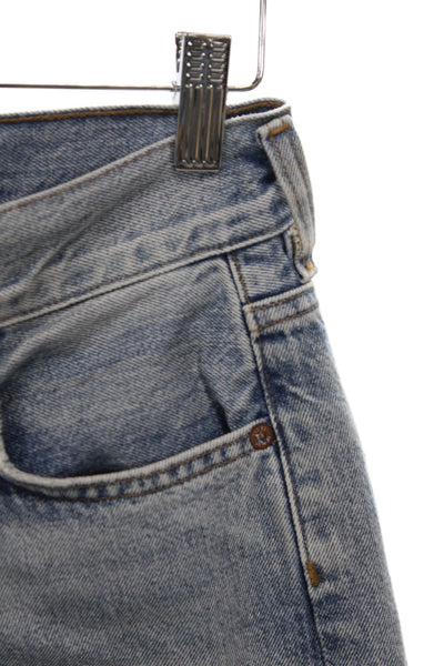 Agolde Unisex Straight Tapered High Rise Blue Cotton Jeans Size 23