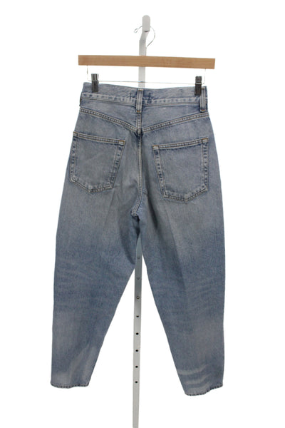 Agolde Unisex Straight Tapered High Rise Blue Cotton Jeans Size 23
