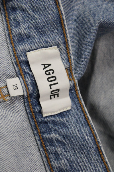 Agolde Unisex Straight Tapered High Rise Blue Cotton Jeans Size 23