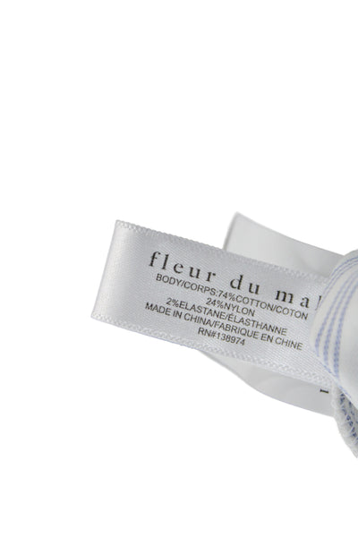 Fleur du Mal Women A-Line Mini Skirt Light Blue Striped Cotton Size XS