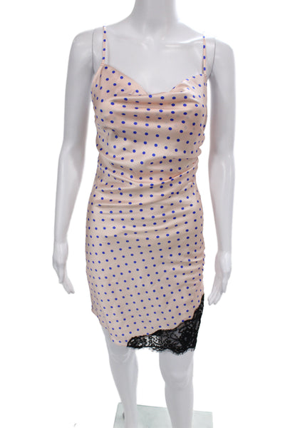 Fleur du Mal Womens Slip Dress Beige Polka Dot Sleeveless Silk Size XS