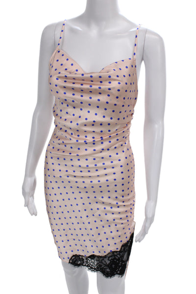 Fleur du Mal Womens Slip Dress Beige Polka Dot Sleeveless Silk Size XS