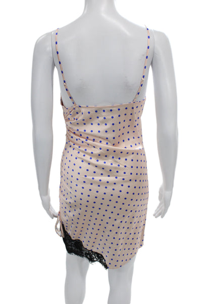 Fleur du Mal Womens Slip Dress Beige Polka Dot Sleeveless Silk Size XS