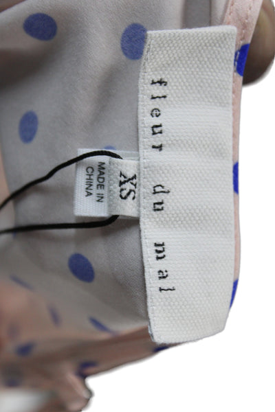 Fleur du Mal Womens Slip Dress Beige Polka Dot Sleeveless Silk Size XS