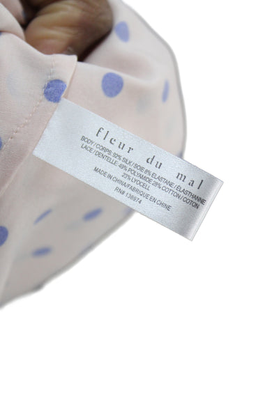 Fleur du Mal Womens Slip Dress Beige Polka Dot Sleeveless Silk Size XS