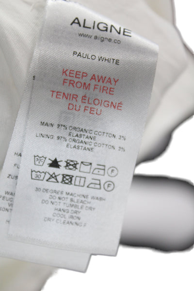 Aligne Unisex White Hook & Eye Organic Cotton Blend Shorts Size 2