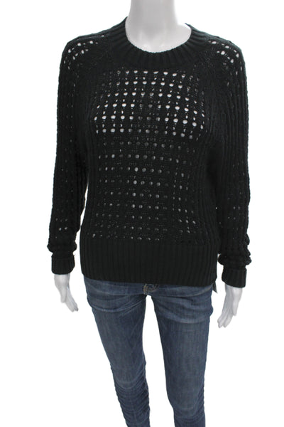 J Crew Unisex Pullover Sweaters Black 100% Cotton Crew Neck Long Sleeve Size XS