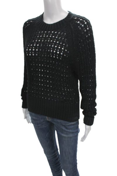 J Crew Unisex Pullover Sweaters Black 100% Cotton Crew Neck Long Sleeve Size XS