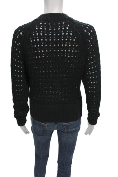 J Crew Unisex Pullover Sweaters Black 100% Cotton Crew Neck Long Sleeve Size XS