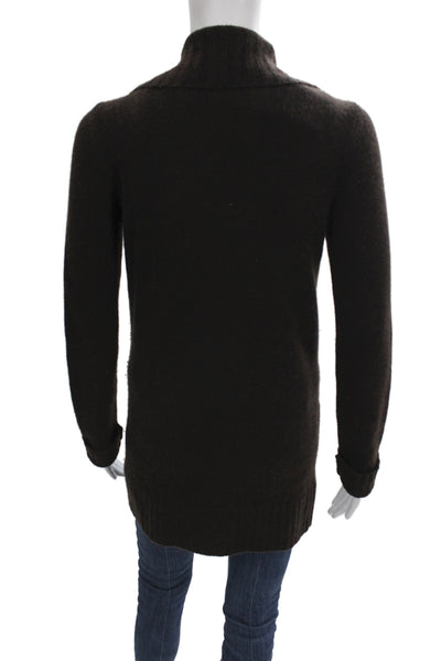 Aqua Unisex Cardigan Brown Collared Long Sleeve Button Size S