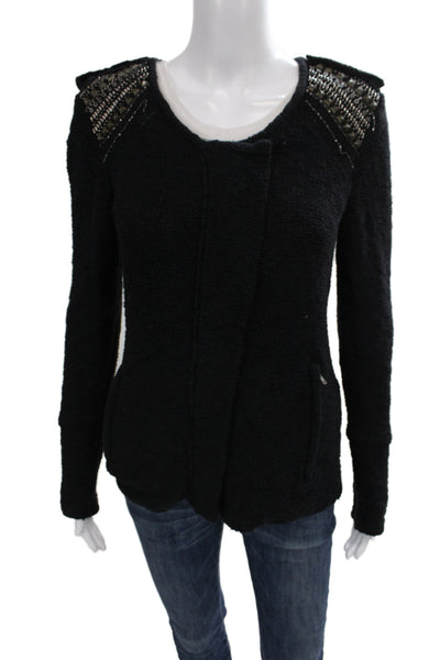 Jamison Womens Black Zip Jacket Gothic Cotton Blend Size M