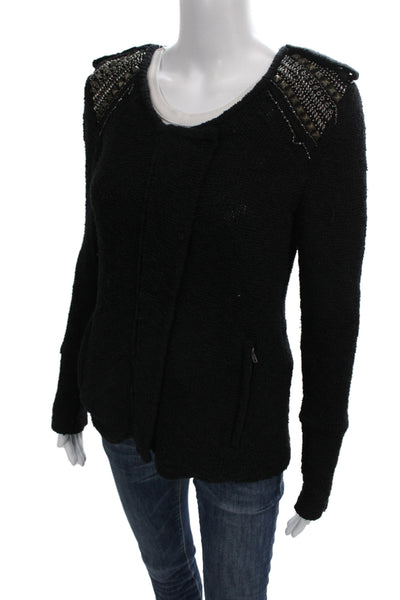 Jamison Womens Black Zip Jacket Gothic Cotton Blend Size M