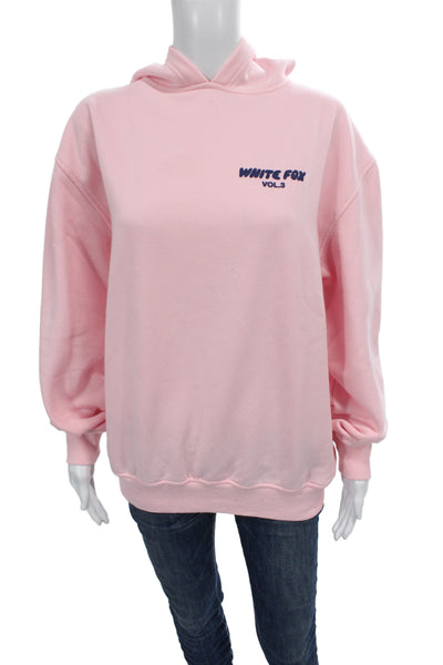 White Fox Womens Pullover Hoodies Pink Graphic Designer Long Sleeve Size 2XS