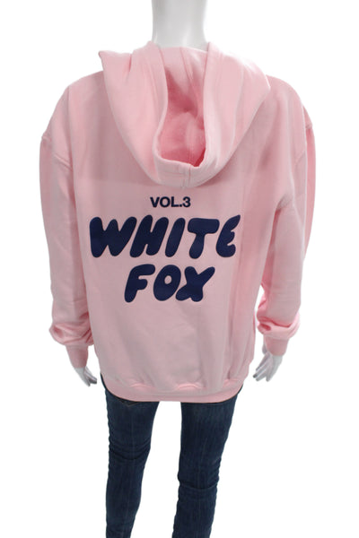White Fox Womens Pullover Hoodies Pink Graphic Designer Long Sleeve Size 2XS