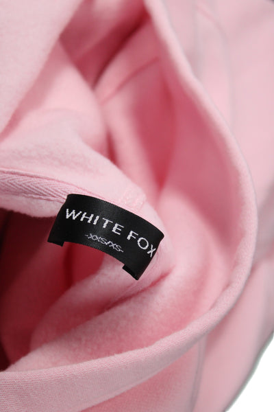White Fox Womens Pullover Hoodies Pink Graphic Designer Long Sleeve Size 2XS