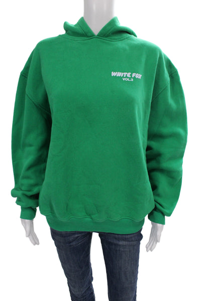 White Fox Unisex Pullover Hoodie Green Graphic Long Sleeve Size 2XS