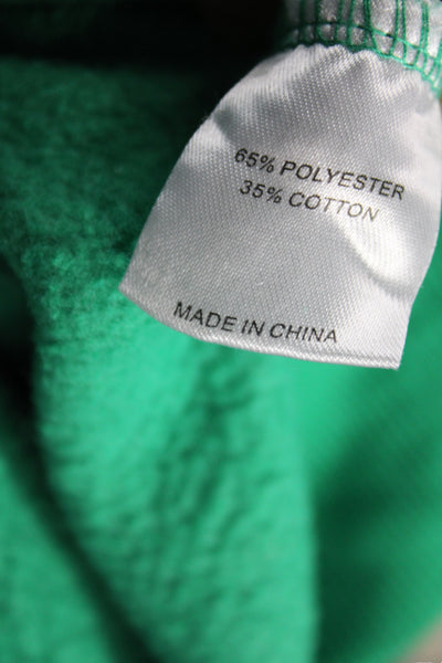White Fox Unisex Pullover Hoodie Green Graphic Long Sleeve Size 2XS