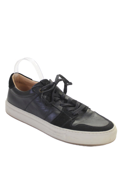 Greats Mens Leather Lace Up Low Top Walking Sneakers Black Size 10.5