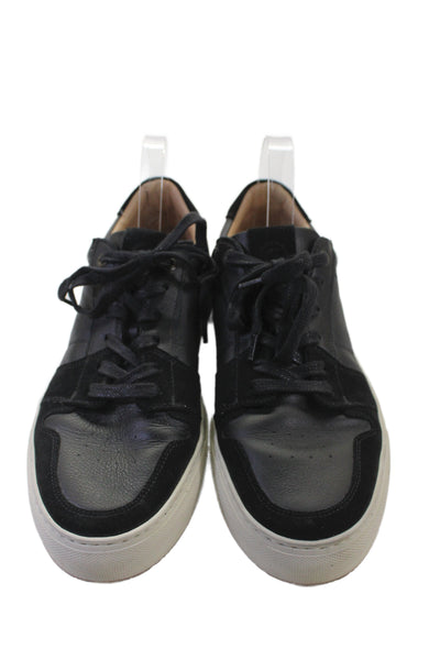Greats Mens Leather Lace Up Low Top Walking Sneakers Black Size 10.5
