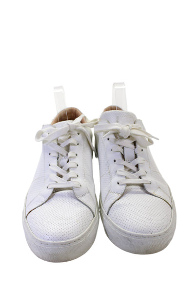 Greats Mens Leather Lace Up Low Top Walking Sneakers White Size 43