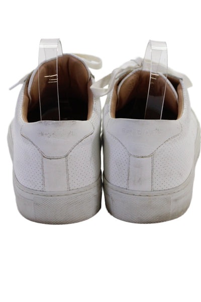 Greats Mens Leather Lace Up Low Top Walking Sneakers White Size 43