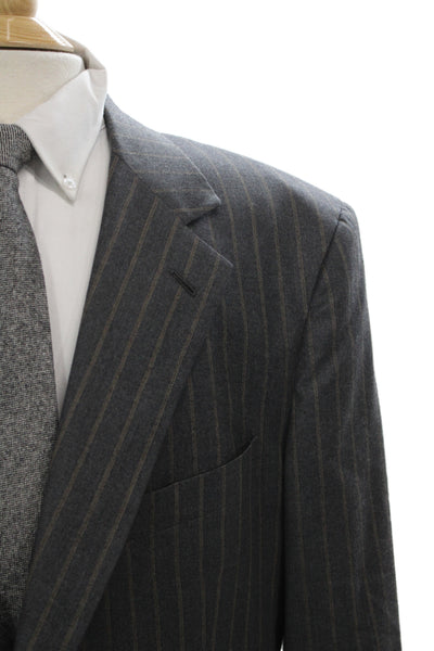 Brooks Brothers Mens Dark Gray Striped Wool Suit Jacket Button Size 44