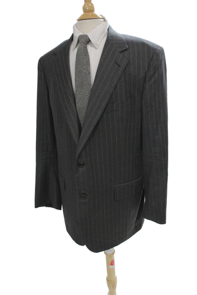 Brooks Brothers Mens Dark Gray Striped Wool Suit Jacket Button Size 44