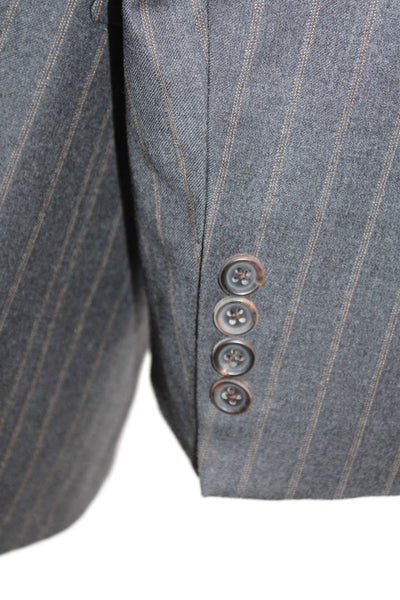 Brooks Brothers Mens Dark Gray Striped Wool Suit Jacket Button Size 44