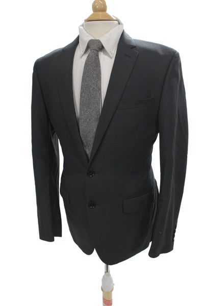 Tallia Mens 2 Piece Dark Gray 100% Wool Suit Jacket Size 40