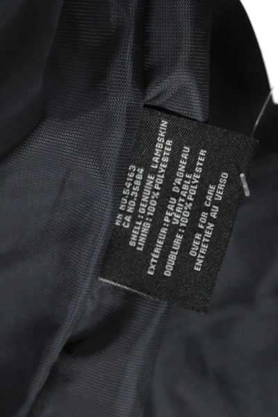 Cole Haan Men Genuine Lambskin Collared Zip Jacket Black Classic Fall Size XL