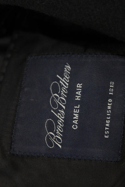 Brooks Brothers Mens Black Wool Blazer Collared Button Solid Size 44