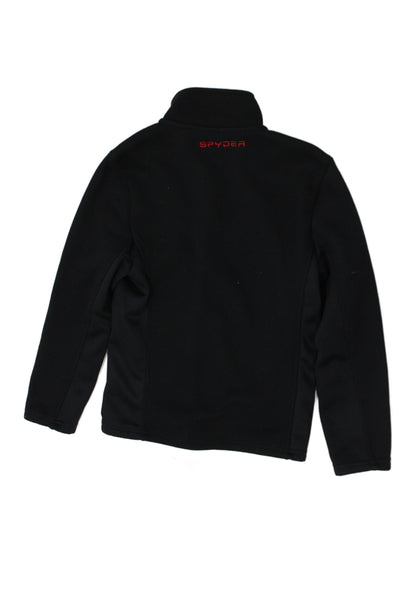 Spyder Childrens Boys Full Zipper Mock Neck Jacket Black Red Size 7-8