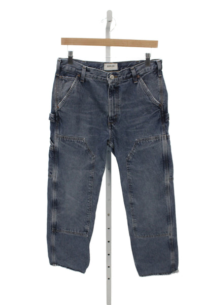 Agolde Mens Cropped Straight Jeans Dark Blue High Rise Size 27