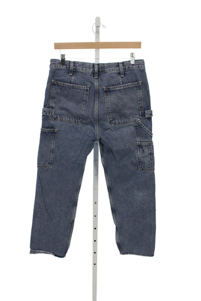 Agolde Mens Cropped Straight Jeans Dark Blue High Rise Size 27