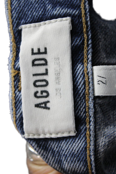 Agolde Mens Cropped Straight Jeans Dark Blue High Rise Size 27