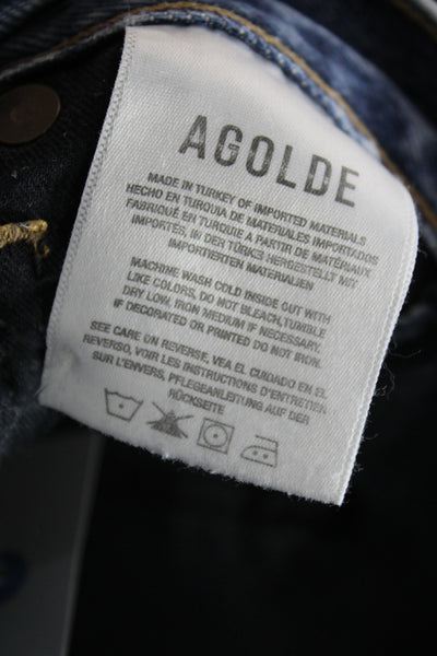 Agolde Mens Cropped Straight Jeans Dark Blue High Rise Size 27