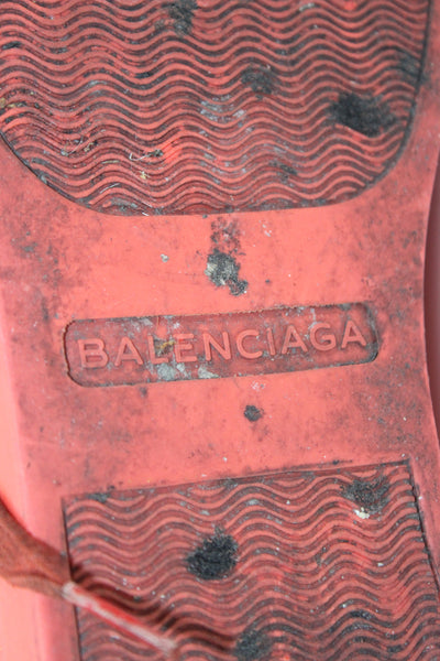 Balenciaga Mens Leather High Top Lace Up Fashion Sneakers Red Size 10