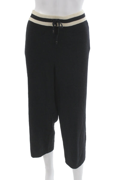 St. John Collection Womens Cropped Jogger Pants Black Drawstring 21in Size L