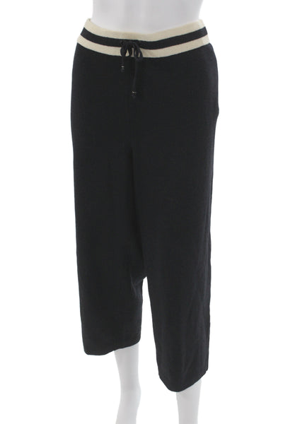 St. John Collection Womens Cropped Jogger Pants Black Drawstring 21in Size L