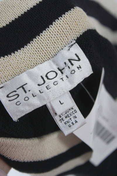 St. John Collection Womens Cropped Jogger Pants Black Drawstring 21in Size L