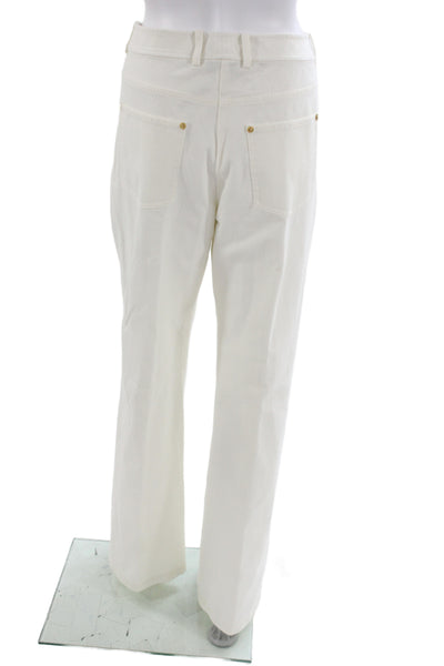 St. John Sport Women White Dress Pants Cotton Elastane Button Size 14