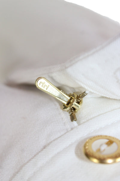 St. John Sport Women White Dress Pants Cotton Elastane Button Size 14