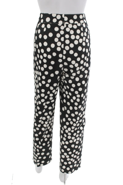 St. John Womens Cropped Dress Pants Black Polka Dot Zip Size 14