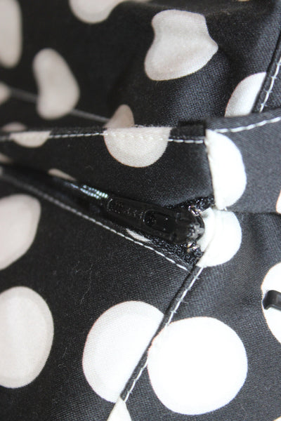 St. John Womens Cropped Dress Pants Black Polka Dot Zip Size 14