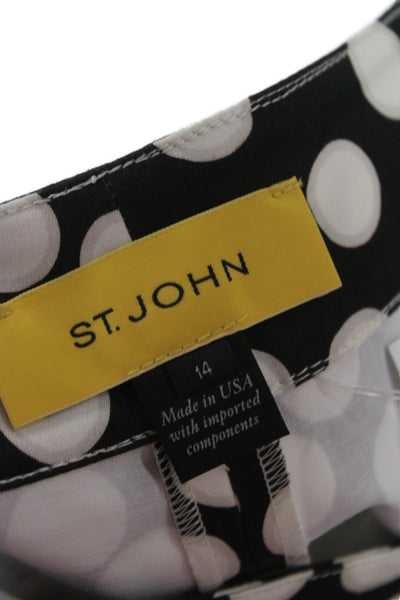 St. John Womens Cropped Dress Pants Black Polka Dot Zip Size 14