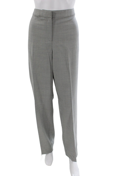 St. John Unisex Gray Herringbone Wool Blend Dress Pants Size 12