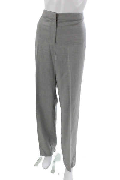 St. John Unisex Gray Herringbone Wool Blend Dress Pants Size 12
