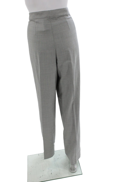 St. John Unisex Gray Herringbone Wool Blend Dress Pants Size 12