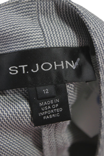 St. John Unisex Gray Herringbone Wool Blend Dress Pants Size 12