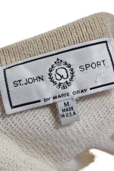 St. John Sport Women Beige Cotton Basic Sleeveless Tank Crew Neck Size M